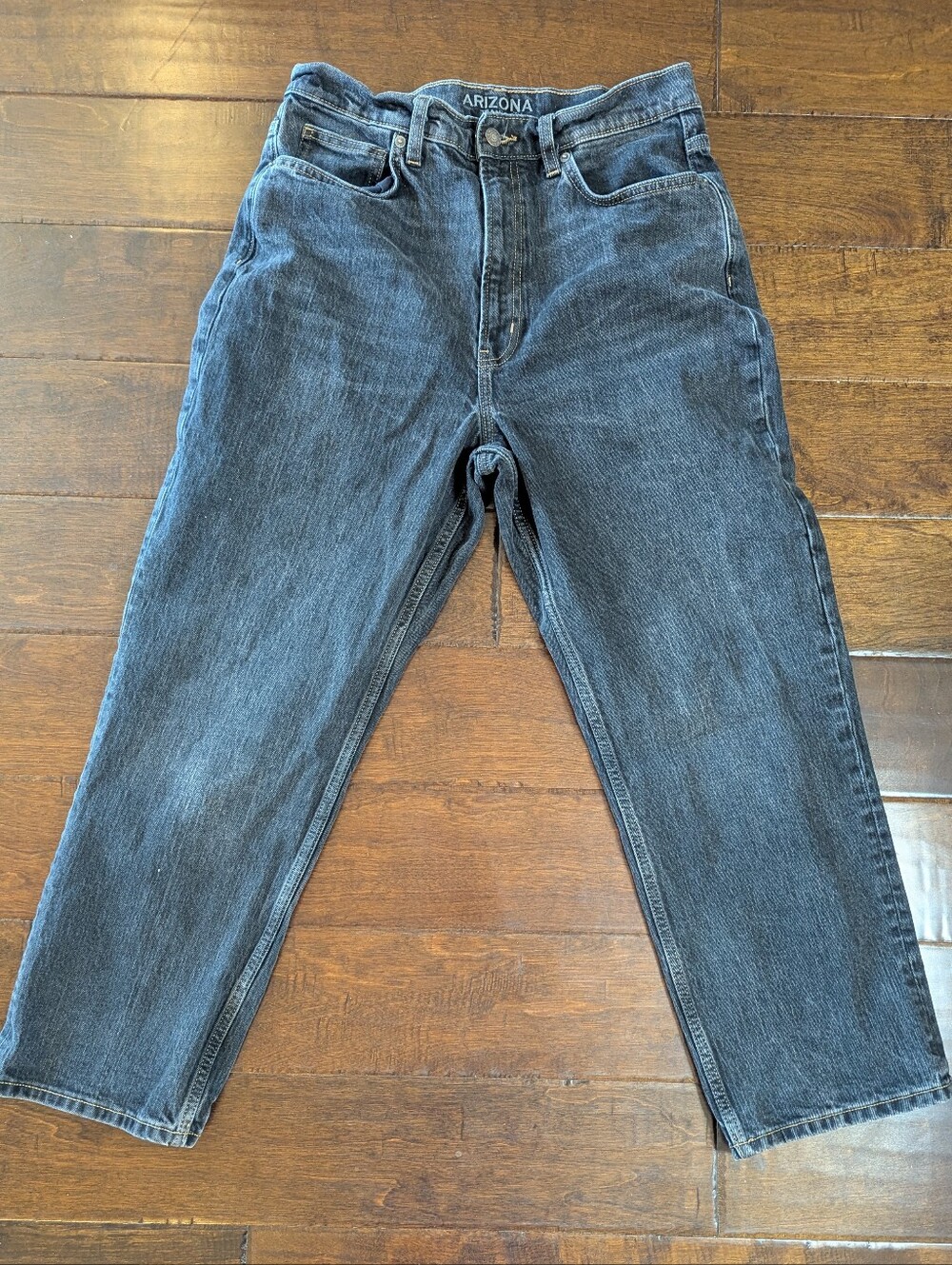 Arizona Jeans Women Size 12 Black Vintage High Rise Straight 98% Cotton Y2K 90's